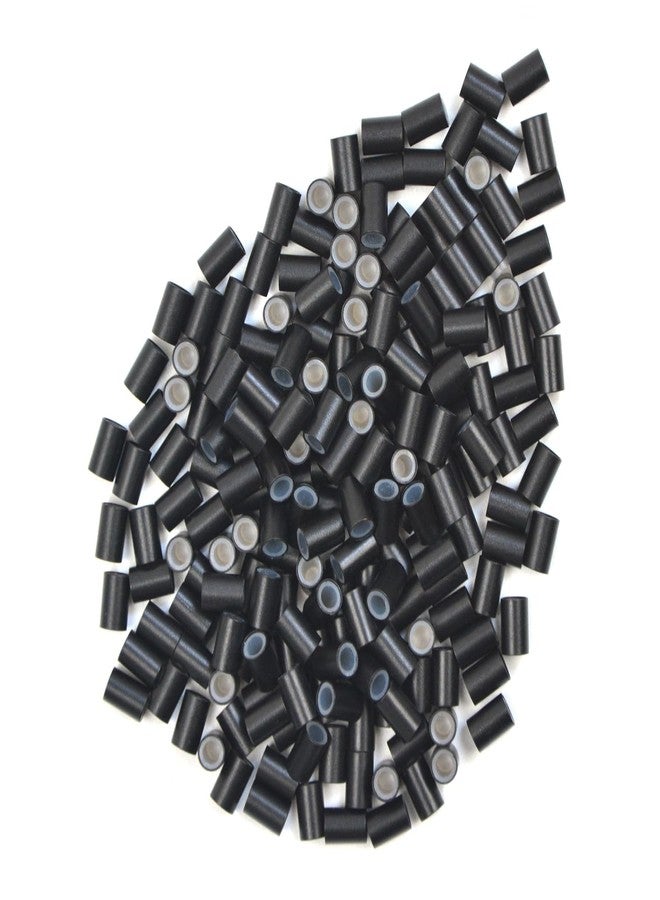 YTBYT 4.0 * 2.8 * 6.0 mm Silicone Lined Micro Ring Beads Copper Tube Micro Link Beads Hair Beads for I-Tip Hair Extensions (200 Pcs, Black) - Image 1